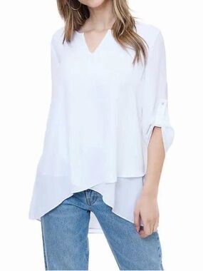 Chaus Ivory Layered V-Neck Tunic Top